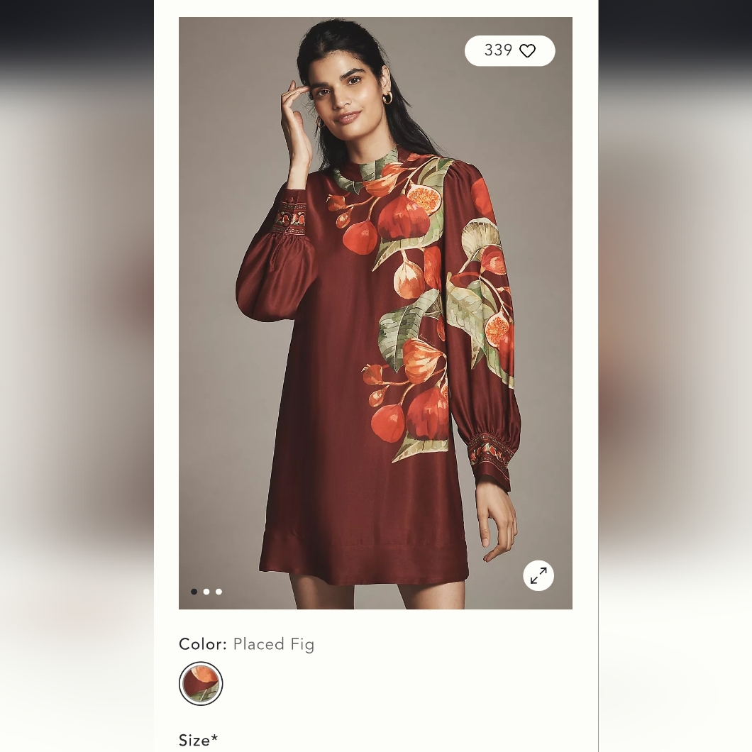 Farm Rio For Anthropologie Fig Floral Burgundy Long Sleeve Dress